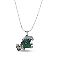GLD Tulane Green Wave 14K White Gold Logo Pendant & 20" Tennis Chain