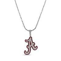 The GLD Shop Alabama Crimson Tide 14K White Gold Logo Pendant & 20" Tennis Chain