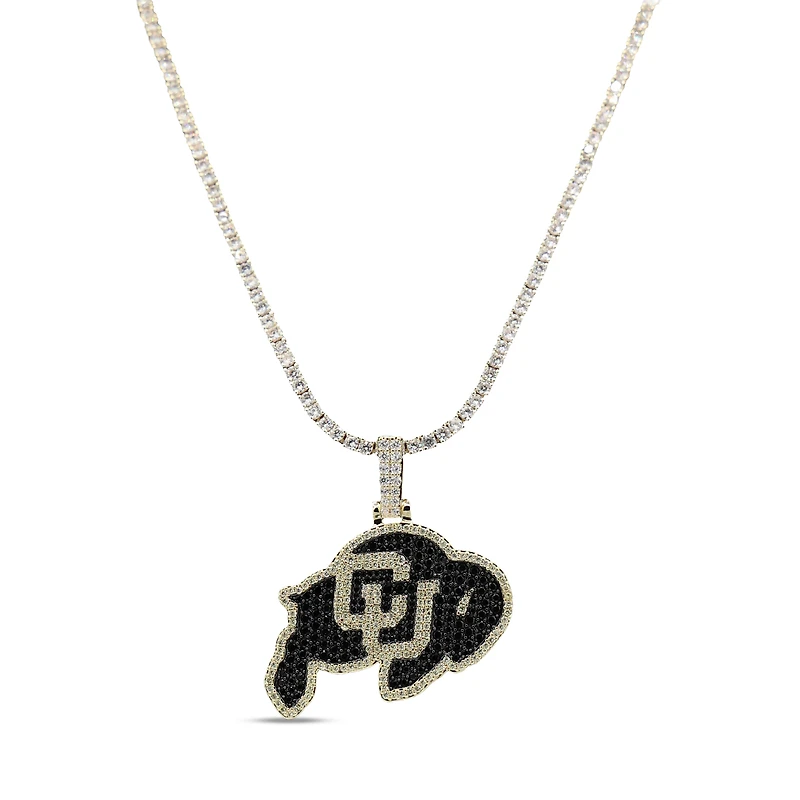 GLD Colorado Buffaloes 18K Yellow Gold Logo Pendant & 20" Tennis Chain