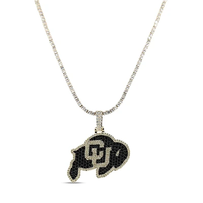 The GLD Shop Colorado Buffaloes 18K Yellow Gold Logo Pendant & 20" Tennis Chain