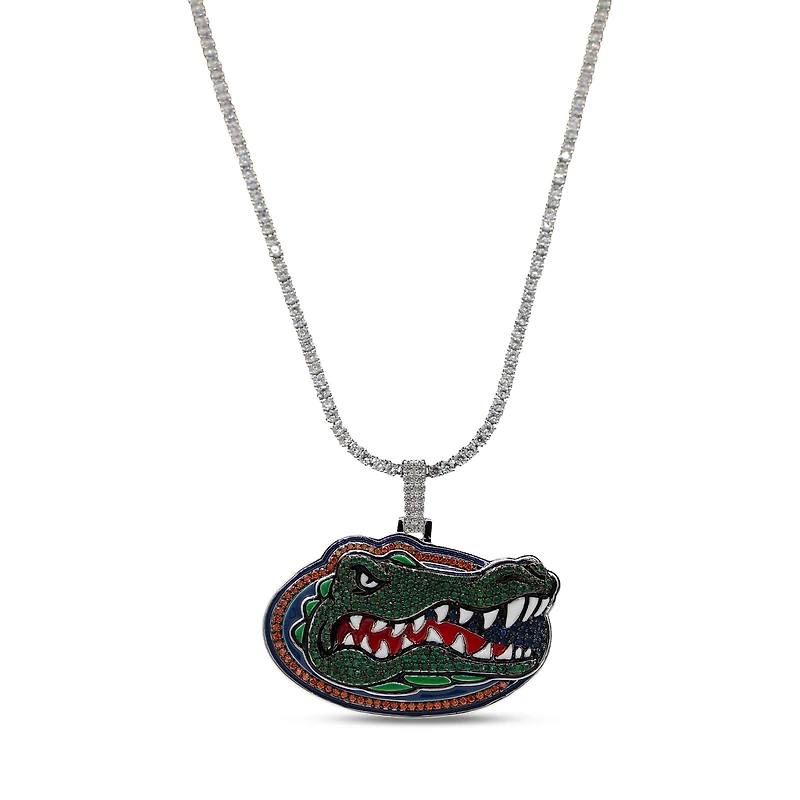 The GLD Shop Florida Gators 14K White Gold Logo Pendant & 20" Tennis Chain