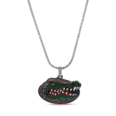 The GLD Shop Florida Gators 14K White Gold Logo Pendant & 20" Tennis Chain