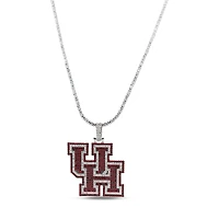 The GLD Shop Houston Cougars 14K White Gold Logo Pendant & 20" Tennis Chain