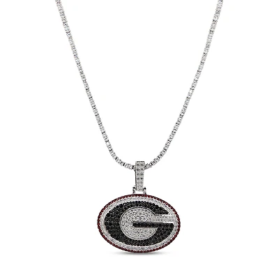 GLD Georgia Bulldogs 14K White Gold Logo Pendant & 20" Tennis Chain