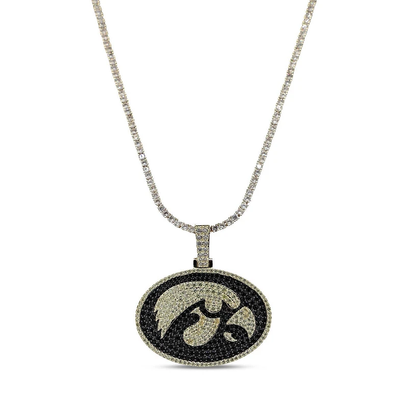 The GLD Shop Iowa Hawkeyes 18K Yellow Gold Logo Pendant & 20" Tennis Chain