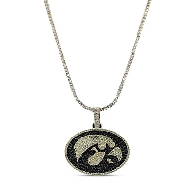 The GLD Shop Iowa Hawkeyes 18K Yellow Gold Logo Pendant & 20" Tennis Chain