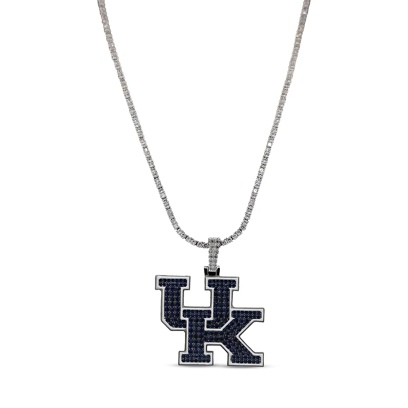 The GLD Shop Kentucky Wildcats 14K White Gold Logo Pendant & 20" Tennis Chain