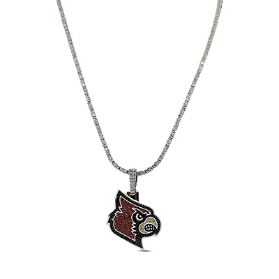 The GLD Shop Louisville Cardinals 14K White Gold Logo Pendant & 20" Tennis Chain