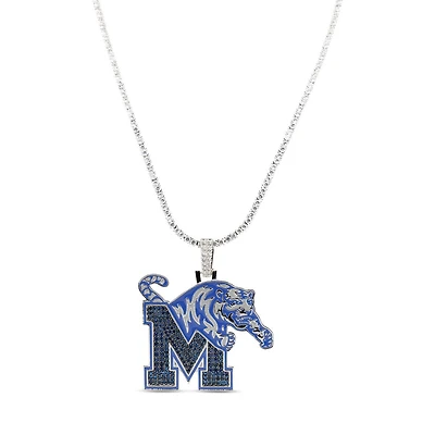 The GLD Shop Memphis Tigers 14K White Gold Logo Pendant & 20" Tennis Chain