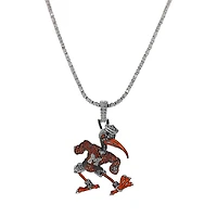 The GLD Shop Miami Hurricanes 14K White Gold Logo Pendant & 20" Tennis Chain