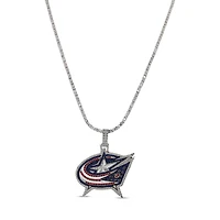 GLD Columbus Blue Jackets 14K White Gold Logo Pendant & 20" Tennis Chain