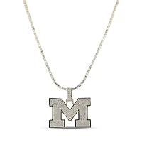 The GLD Shop Michigan Wolverines 18K Yellow Gold Logo Pendant & 20" Tennis Chain