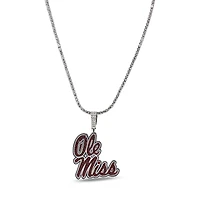 GLD Ole Miss Rebels 14K White Gold Logo Pendant & 20" Tennis Chain
