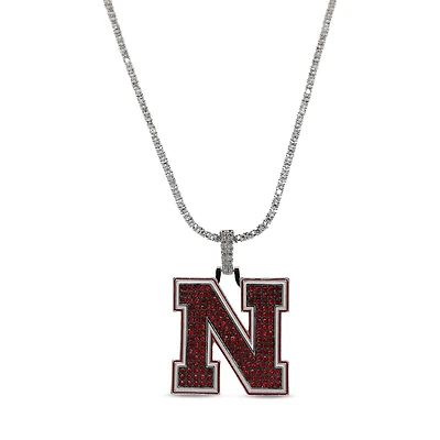 The GLD Shop Nebraska Huskers 14K White Gold Logo Pendant & 20" Tennis Chain