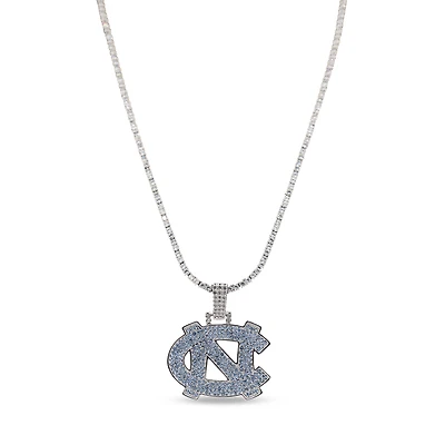 The GLD Shop North Carolina Tar Heels 14K White Gold Logo Pendant & 20" Tennis Chain