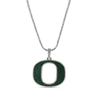 The GLD Shop Oregon Ducks 14K White Gold Logo Pendant & 20" Tennis Chain