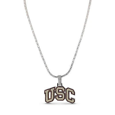 The GLD Shop USC Trojans 14K White Gold Logo Pendant & 20" Tennis Chain