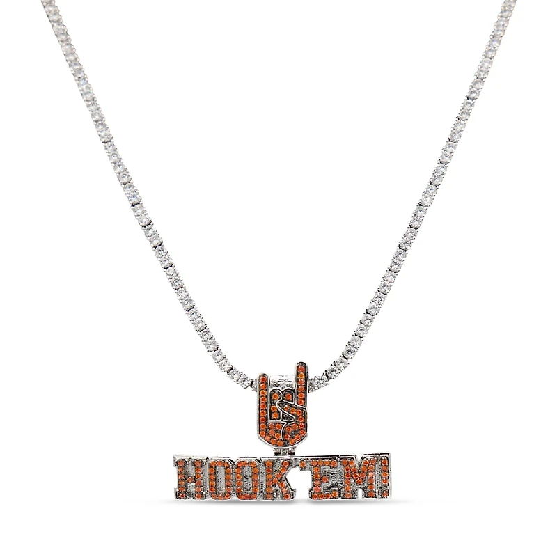 The GLD Shop Texas Longhorns 14K White Gold Logo Pendant & 20" Tennis Chain