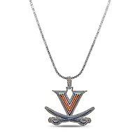 The GLD Shop Virginia Cavaliers 14K White Gold Logo Pendant & 20" Tennis Chain