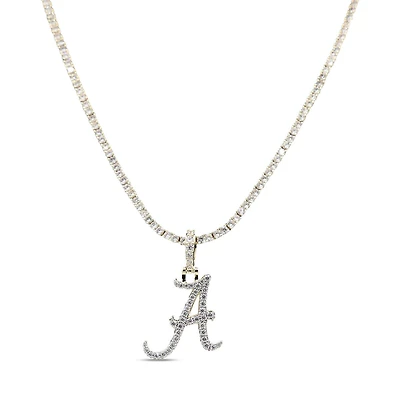 The GLD Shop Alabama Crimson Tide 18K Yellow Gold Logo Pendant & 20" Tennis Chain