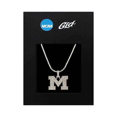 The GLD Shop Michigan Wolverines 14K White Gold Logo Pendant & 20" Tennis Chain