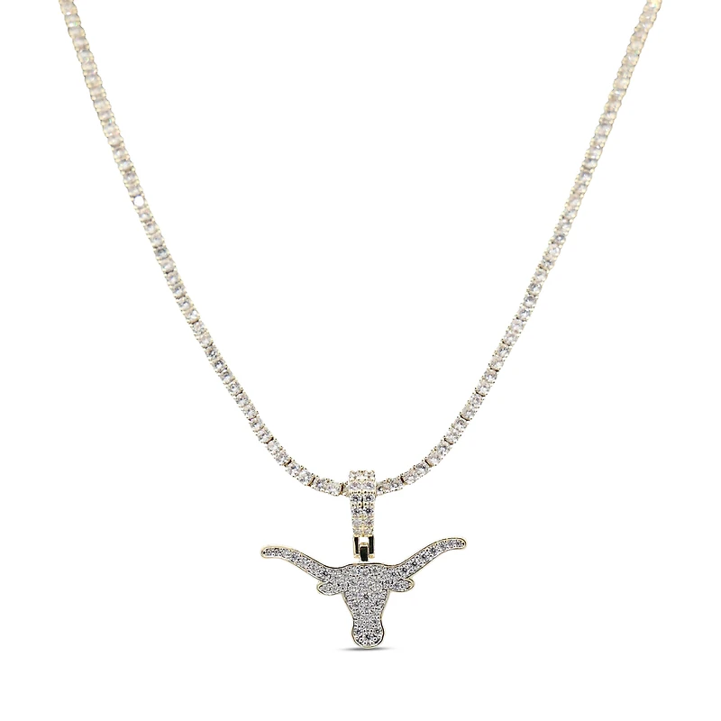 The GLD Shop Texas Longhorns 18K Yellow Gold Logo Pendant & 20" Tennis Chain