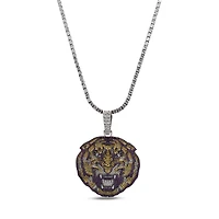 GLD LSU Tigers 14K White Gold Logo Pendant & 20" Tennis Chain