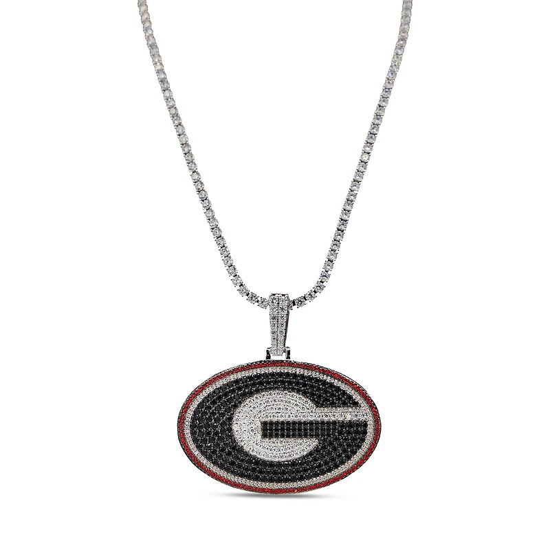 GLD Georgia Bulldogs 14K White Gold Logo Pendant & 20" Tennis Chain