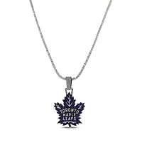 The GLD Shop Toronto Maple Leafs 14K White Gold Logo Pendant & 20" Tennis Chain