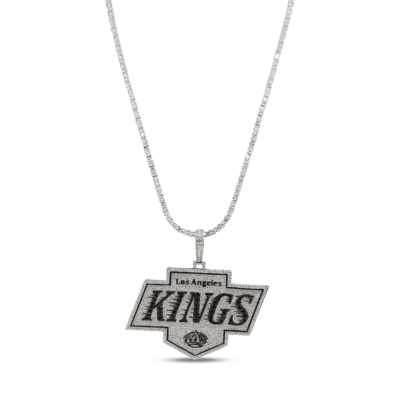 The GLD Shop Los Angeles Kings 14K White Gold Logo Pendant & 20" Tennis Chain