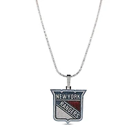The GLD Shop New York Rangers 14K White Gold Logo Pendant & 20" Tennis Chain