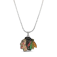 The GLD Shop Chicago Blackhawks 18K Yellow Gold Logo Pendant & 20" Tennis Chain
