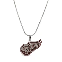 The GLD Shop Detroit Red Wings 14K White Gold Logo Pendant & 20" Tennis Chain