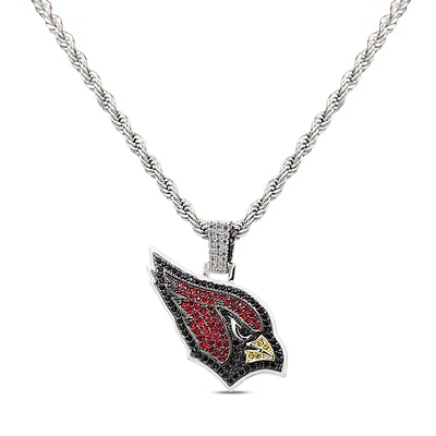 The GLD Shop Arizona Cardinals 14K White Gold Logo Pendant & 20" Rope Chain
