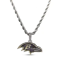 The GLD Shop Baltimore Ravens 14K White Gold Logo Pendant & 20" Rope Chain