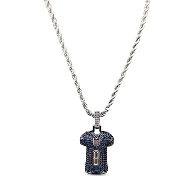 GLD Lamar Jackson Baltimore Ravens 14K White Gold Logo Pendant & 20" Rope Chain