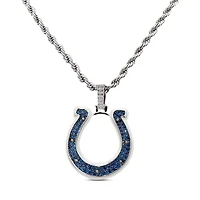 The GLD Shop Indianapolis Colts 14K White Gold Logo Pendant & 20" Rope Chain