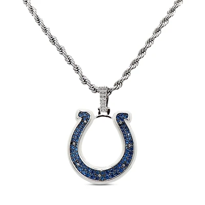 The GLD Shop Indianapolis Colts 14K White Gold Logo Pendant & 20" Rope Chain