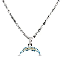 The GLD Shop Los Angeles Chargers 14K White Gold Logo Pendant & 20" Rope Chain