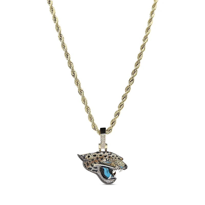 The GLD Shop Jacksonville Jaguars 18K Yellow Gold Logo Pendant & 20" Rope Chain