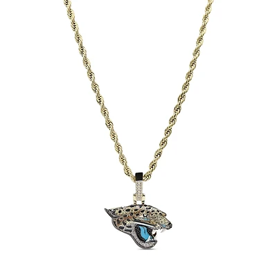 The GLD Shop Jacksonville Jaguars 18K Yellow Gold Logo Pendant & 20" Rope Chain