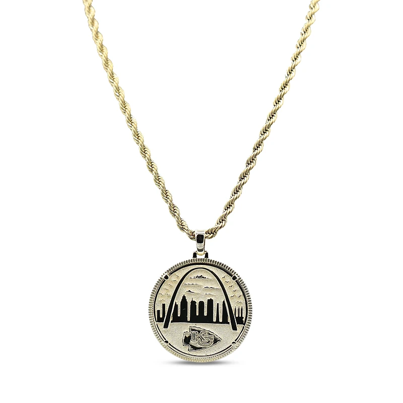The GLD Shop Kansas City Chiefs 18K Yellow Gold Logo Pendant & 20" Rope Chain