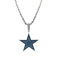 The GLD Shop Dallas Cowboys 14K White Gold Logo Pendant & 20" Rope Chain