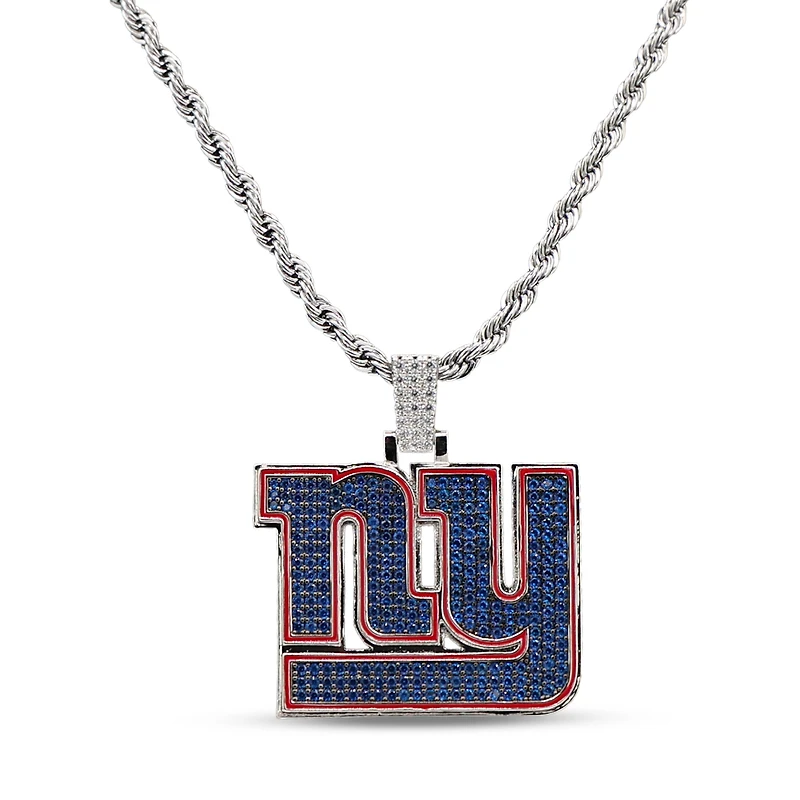 The GLD Shop New York Giants 14K White Gold Logo Pendant & 20" Rope Chain