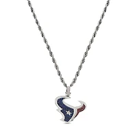 The GLD Shop Houston Texans 14K White Gold Logo Pendant & 20" Rope Chain