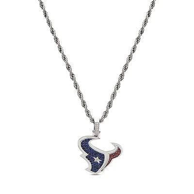 The GLD Shop Houston Texans 14K White Gold Logo Pendant & 20" Rope Chain