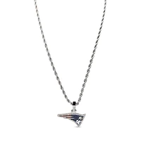The GLD Shop New England Patriots 14K White Gold Logo Pendant & 20" Rope Chain