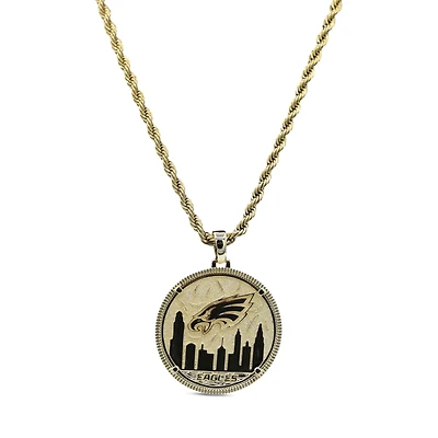 GLD Philadelphia Eagles 18K Yellow Gold Logo Pendant & 20" Rope Chain