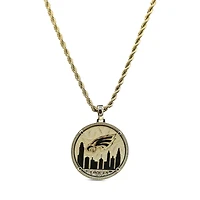 The GLD Shop Philadelphia Eagles 18K Yellow Gold Logo Pendant & 20" Rope Chain