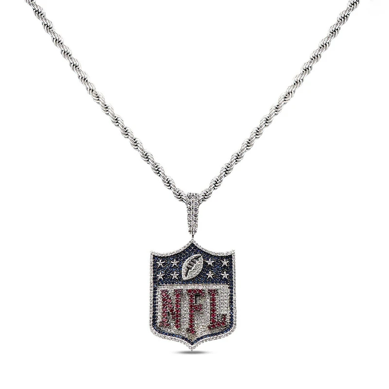 The GLD Shop NFL Multi-Team 14K White Gold Logo Pendant & 20" Rope Chain